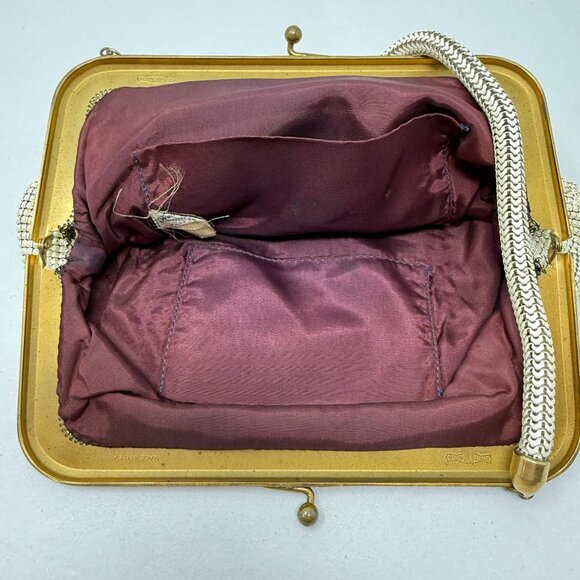 Whiting & Davis Co Mesh Bag USA Made Art Deco Vintage Kiss Lock Top Closure‎ - Picture 10 of 16